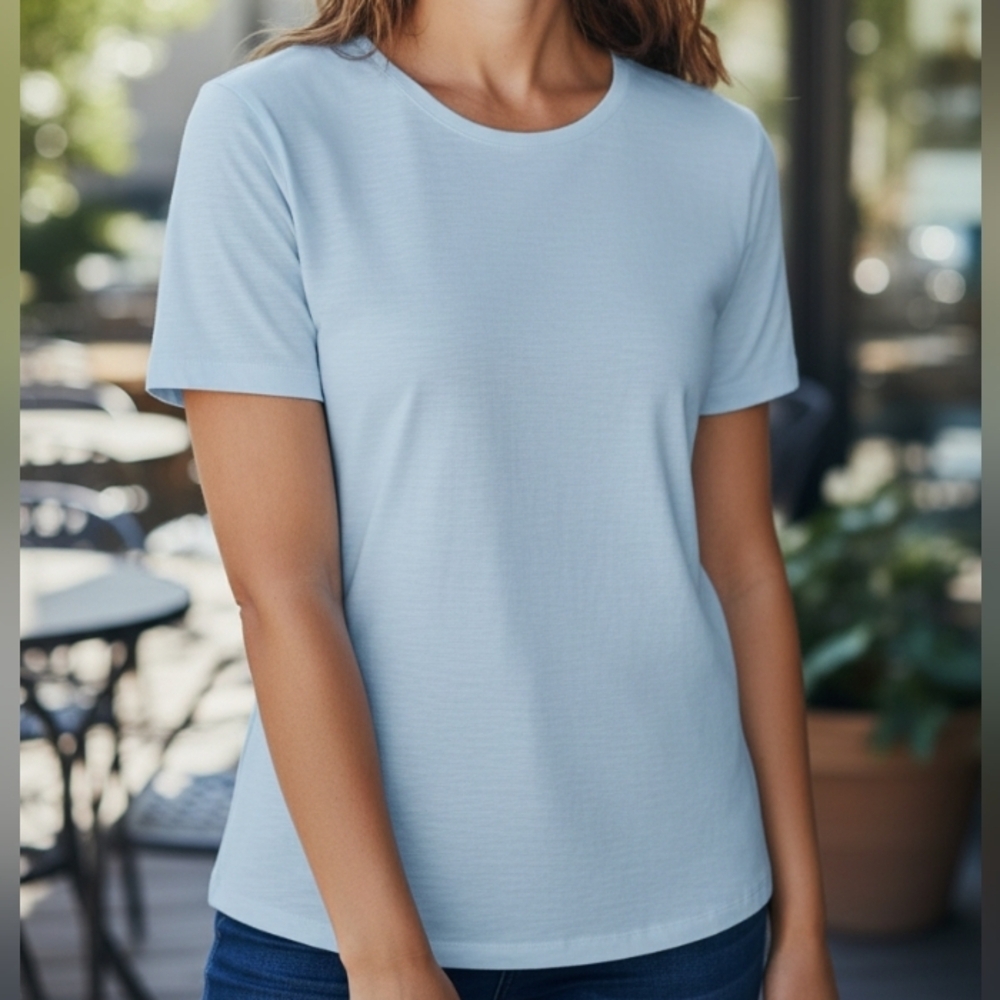 J.Jill Powder Blue Short Sleeve Cotton Tunic Top